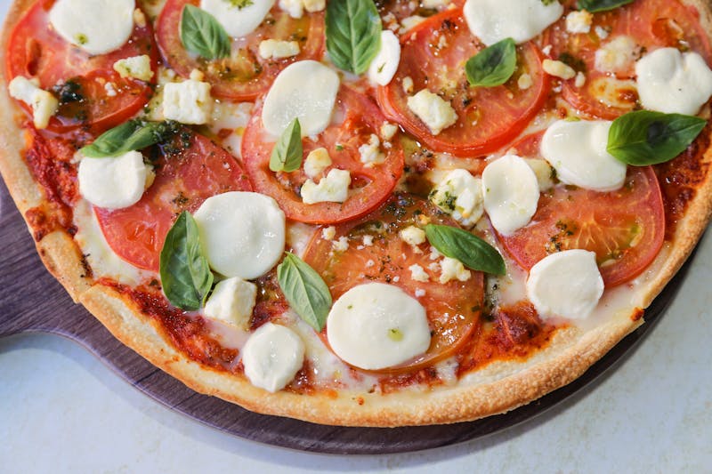 Margherita pizza with fresh mozzarella and basil